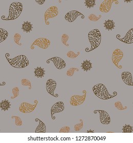 Dark Orange vector seamless doodle backdrop with leaves and flowers. Illustration with doodles on abstract template. The best blurred design for your business.
