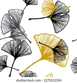 Dark Orange vector seamless doodle template with leaves. Blurred decorative design in Indian style with leaves. Design for textile, fabric, wallpapers.