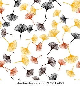 Dark Orange vector seamless doodle template with leaves. Creative illustration in blurred style with leaves. Design for textile, fabric, wallpapers.