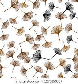 Dark Orange vector seamless doodle texture with leaves. leaves on elegant natural pattern with gradient. Texture for window blinds, curtains.
