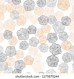 Dark Orange vector seamless doodle pattern with flowers. Creative illustration in blurred style with flowers. Template for business cards, websites.