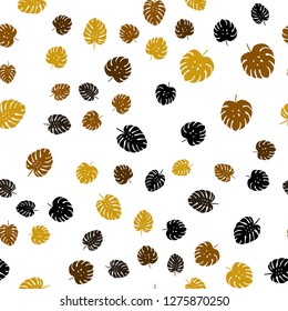 Dark Orange vector seamless doodle pattern with leaves. Shining colored illustration with leaves in doodle style. Pattern for trendy fabric, wallpapers.