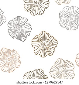 Dark Orange vector seamless doodle texture with flowers. Abstract illustration with flowers in doodles style. Texture for window blinds, curtains.