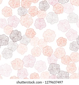 Dark Orange vector seamless doodle template with flowers. Sketchy doodle flowers on white background. Template for business cards, websites.