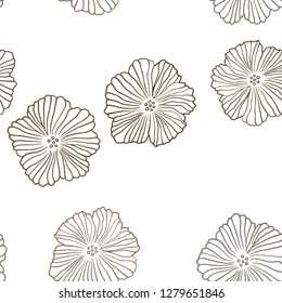 Dark Orange vector seamless doodle background with flowers. Sketchy doodle flowers on white background. Texture for window blinds, curtains.