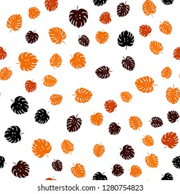 Dark Orange vector seamless doodle backdrop with leaves. An elegant bright illustration with leaves in Natural style. Design for wallpaper, fabric makers.