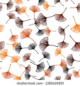 Dark Orange vector seamless doodle texture with leaves. Brand new colored illustration in blurry style with leaves. Pattern for trendy fabric, wallpapers.
