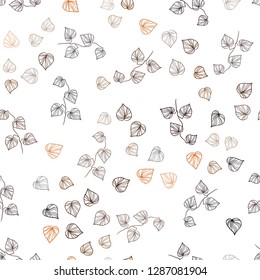 Dark Orange vector seamless doodle texture with leaves. leaves on blurred abstract background with gradient. Trendy design for wallpaper, fabric makers.