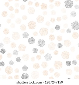Dark Orange vector seamless doodle pattern with flowers. Modern abstract illustration with flowers. Template for business cards, websites.