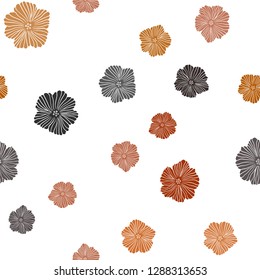 Dark Orange vector seamless doodle layout with flowers. Abstract illustration with flowers in doodles style. Template for business cards, websites.