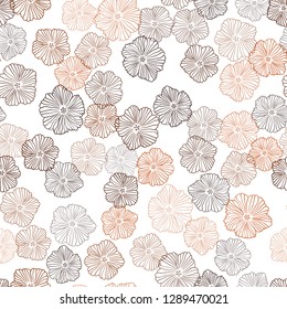 Dark Orange vector seamless doodle texture with flowers. Modern abstract illustration with flowers. Pattern for trendy fabric, wallpapers.