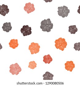 Dark Orange vector seamless doodle layout with flowers. Creative illustration in blurred style with flowers. Pattern for design of fabric, wallpapers.