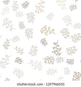 Dark Orange vector seamless doodle pattern with branches. Decorative design in Indian style on white background. Pattern for trendy fabric, wallpapers.