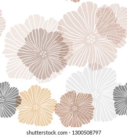 Dark Orange vector seamless doodle layout with flowers. Modern abstract illustration with flowers. Texture for window blinds, curtains.