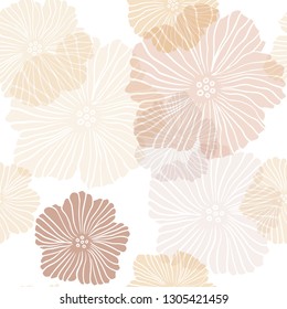 Dark Orange vector seamless doodle background with flowers. Decorative design of flowers on white background. Template for business cards, websites.