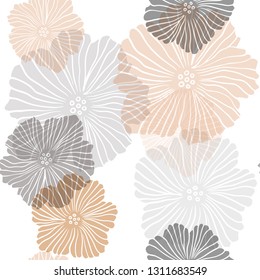 Dark Orange vector seamless doodle background with flowers. Colorful illustration in doodle style with flowers. Texture for window blinds, curtains.