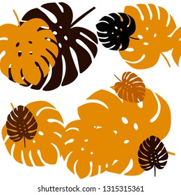 Dark Orange vector seamless doodle background with leaves. Shining colored illustration with leaves in doodle style. Design for wallpaper, fabric makers.