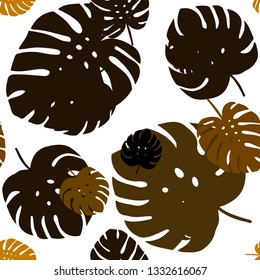 Dark Orange vector seamless doodle texture with leaves. New colorful illustration in doodle style with leaves. Template for business cards, websites.