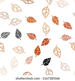 Dark Orange vector seamless elegant wallpaper with leaves. Doodle illustration of leaves in Origami style with gradient. Pattern for trendy fabric, wallpapers.