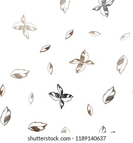 Dark Orange vector seamless elegant pattern with leaves. Blurred decorative design in Indian style with leaves. Trendy design for wallpaper, fabric makers.