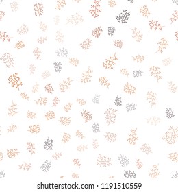 Dark Orange vector seamless elegant wallpaper with leaves, branches. Colorful abstract illustration with leaves in doodle style. Pattern for design of window blinds, curtains.