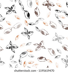 Dark Orange vector seamless elegant wallpaper with leaves. leaves on elegant natural pattern with gradient. Pattern for design of window blinds, curtains.