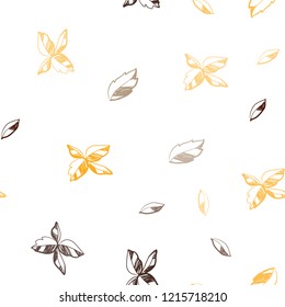 Dark Orange vector seamless elegant template with leaves. Modern geometrical abstract illustration with leaves. Pattern for design of fabric, wallpapers.