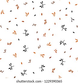 Dark Orange vector seamless elegant pattern with leaves. Colorful abstract illustration with leaves in doodle style. Pattern for design of window blinds, curtains.