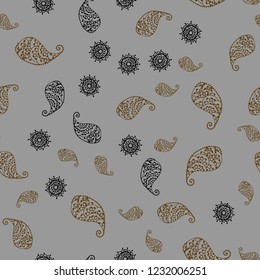 Dark Orange vector seamless elegant template with leaves and flowers. Colorful abstract illustration with leaves in doodle style. Completely new template for your design.