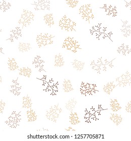 Dark Orange vector seamless elegant template with branches. Leaves, branches in natural style on white background. Texture for window blinds, curtains.