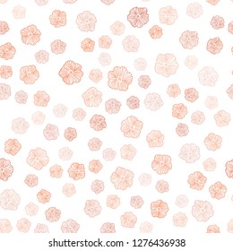Dark Orange vector seamless elegant background with flowers. Sketchy doodle flowers on white background. Pattern for design of fabric, wallpapers.