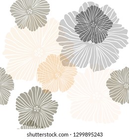 Dark Orange vector seamless elegant background with flowers. Shining colored illustration with flowers. Template for business cards, websites.