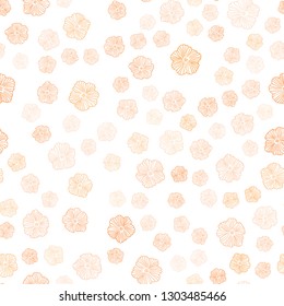 Dark Orange vector seamless elegant background with flowers. Colorful illustration in doodle style with flowers. Texture for window blinds, curtains.