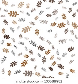 Dark Orange vector seamless elegant wallpaper with leaves, branches. Modern abstract illustration with leaves and branches. Template for business cards, websites.