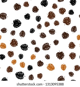 Dark Orange vector seamless elegant background with leaves. Creative illustration in blurred style with leaves. Pattern for design of fabric, wallpapers.