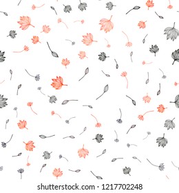 Dark Orange vector seamless hand painted texture. leaves on elegant natural pattern with gradient. Hand painted design for web, leaflet, textile.