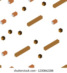 Dark Orange vector seamless, isometric pattern in square style. Decorative design in abstract style with rectangles. Texture for window blinds, curtains.