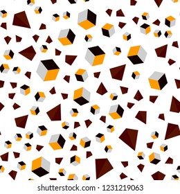 Dark Orange vector seamless, isometric pattern with polygonal style with cubes. Abstract illustration with colorful lines, cubes. Texture for window blinds, curtains.
