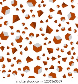 Dark Orange vector seamless, isometric texture with poly style with cubes. Illustration with colorful triangles, rectangles. Design for wallpaper, fabric makers.