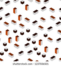 Dark Orange vector seamless, isometric pattern in square style. Rectangles on abstract background with colorful gradient. Texture for window blinds, curtains.