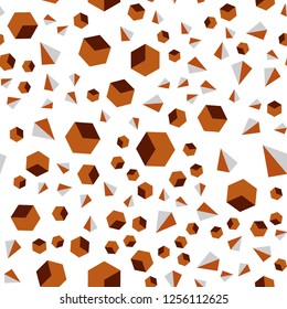 Dark Orange vector seamless, isometric template with crystals, squares. Glitter abstract illustration with squares, lines. Design for wallpaper, fabric makers.