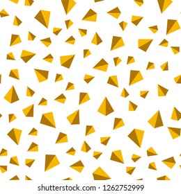 Dark Orange vector seamless, isometric template with crystals, triangles. Decorative design in abstract style with triangles. Design for wallpaper, fabric makers.