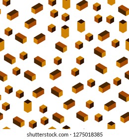 Dark Orange vector seamless, isometric template with rhombus. Decorative design in abstract style with rectangles. Design for textile, fabric, wallpapers.