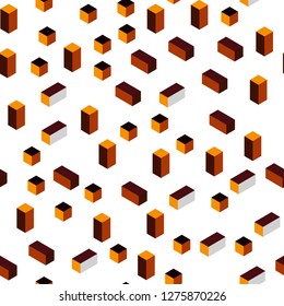 Dark Orange vector seamless, isometric template with rhombus. Abstract gradient illustration with rectangles. Texture for window blinds, curtains.