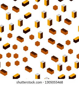 Dark Orange vector seamless, isometric backdrop with rhombus. Decorative design in abstract style with rectangles. Pattern for design of fabric, wallpapers.
