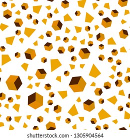 Dark Orange vector seamless, isometric cover with triangles, rectangles. Decorative design in abstract style with lines, cubes. Pattern for trendy fabric, wallpapers.