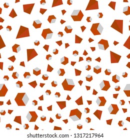 Dark Orange vector seamless, isometric pattern with polygonal style with cubes. Glitter abstract illustration with squares, lines. Design for textile, fabric, wallpapers.
