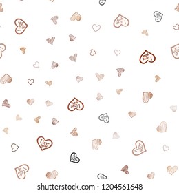 Dark Orange vector seamless layout with sweet hearts. Hearts on blurred abstract background with colorful gradient. Pattern can be used for valentine's ad, booklets.