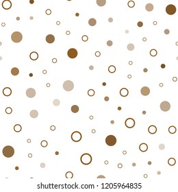 Dark Orange vector seamless layout with circle shapes. Modern abstract illustration with colorful water drops. Pattern for trendy fabric, wallpapers.