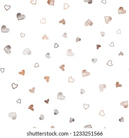 Dark Orange vector seamless layout with sweet hearts. Beautiful colored illustration with hearts in celebration style. Template for Valentine's greeting postcards.